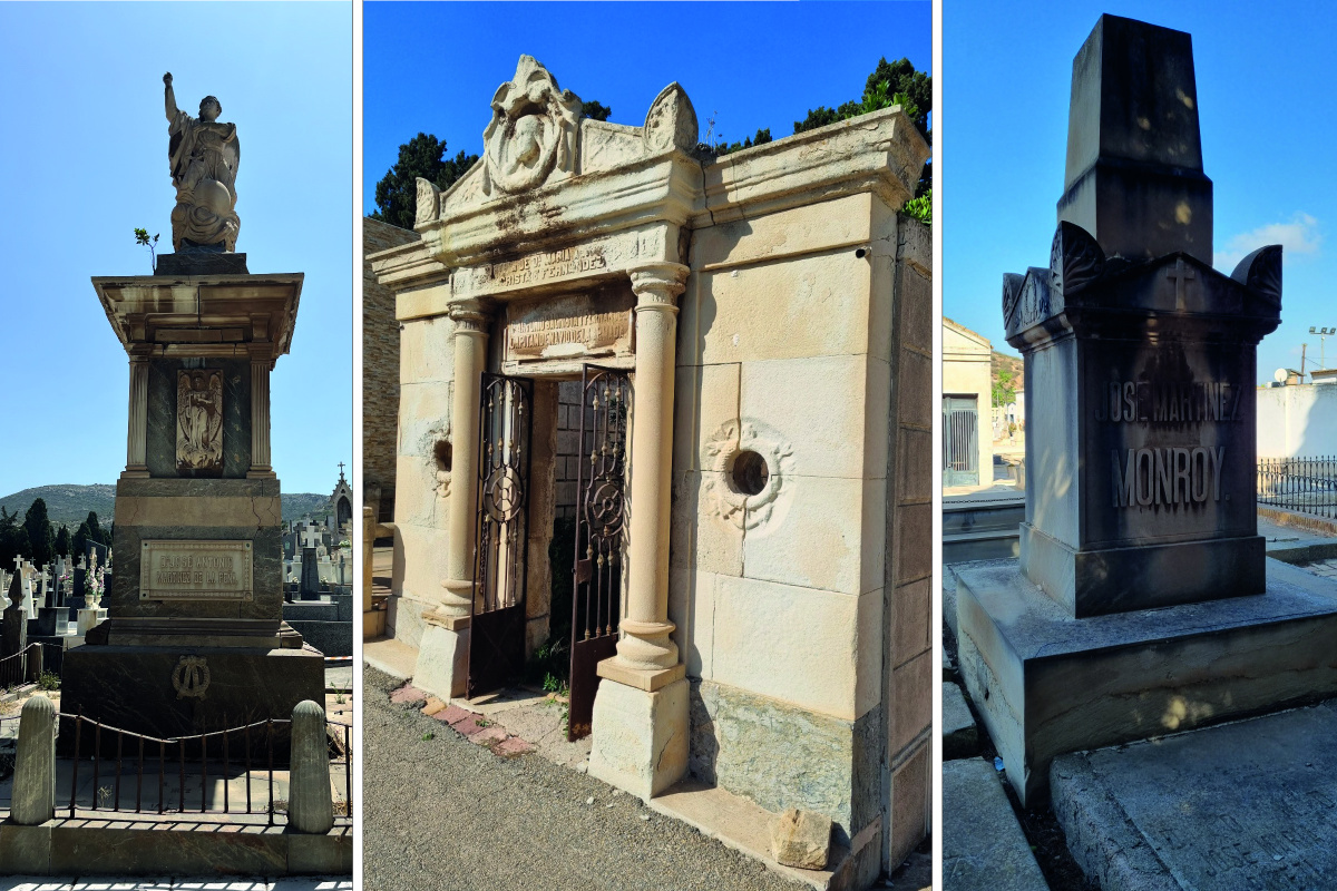 Los tres mausoleos que serán restaurados.