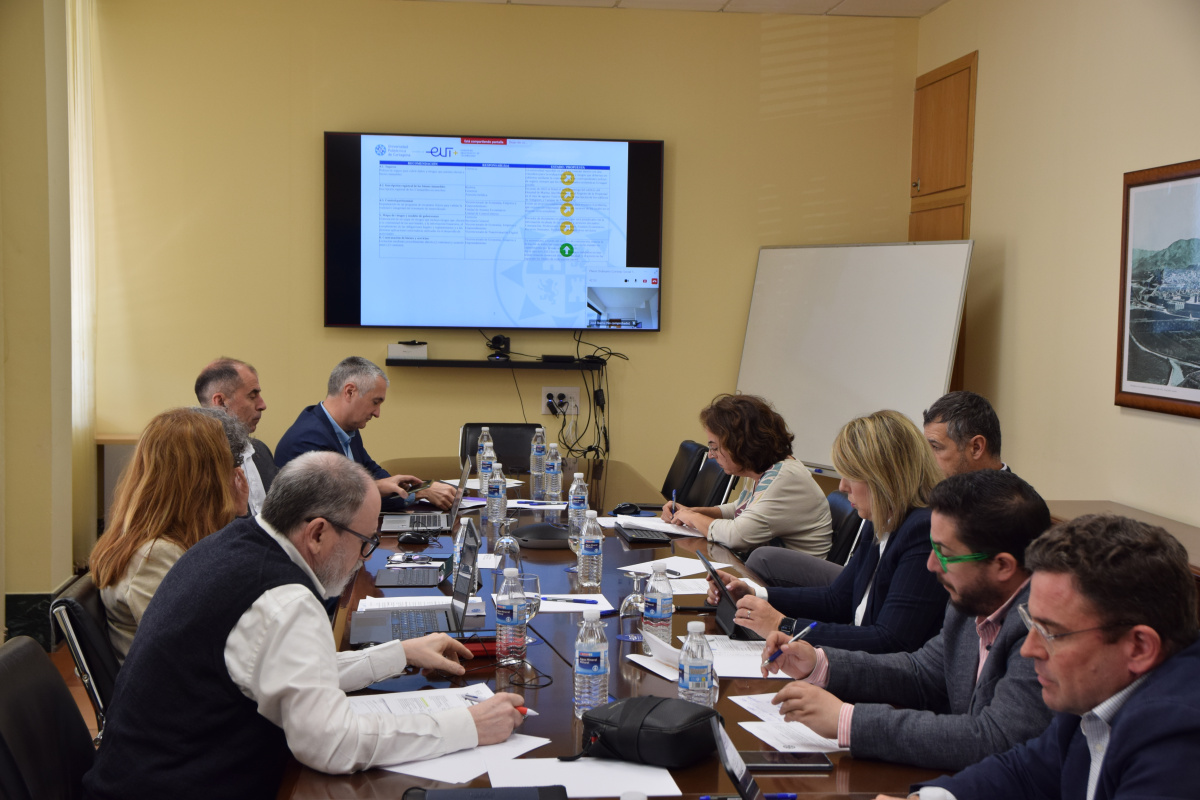 Los integrantes del Consejo Social de la UPCT, en sesión de hoy.