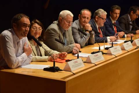 José Luis Serrano, coordinador de Cultura Científica de la UPCT, durante la inauguración del congreso.