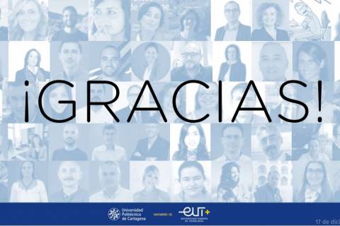 Collage con los rostros de quienes participan desde la UPCT en los paquete de trabajo de EUt+.