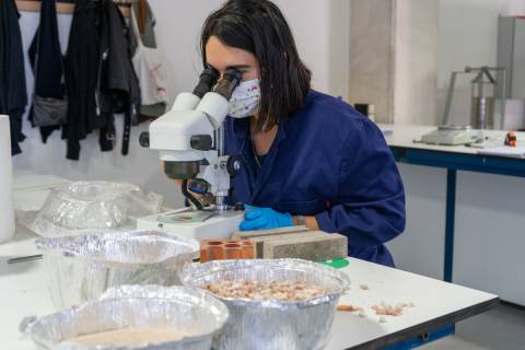 Isabel Miñano en el laboratorio del grupo de investigación.