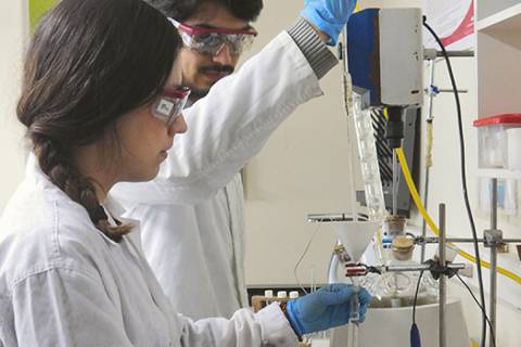 Investigadores chilenos trabajando en proyectos de valorización de las escorias de cobre.