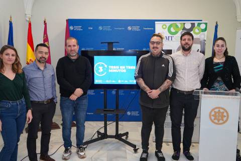 Finalistas de la última edición del concurso Tesis en 3 Minutos de la UPCT.