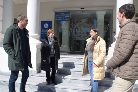 José Luis Serrano, Isabel Carvajal, Paqui Rosique y Alberto Cano en el Rectorado. Carvajal y Cano trabajan en la UCC+i.