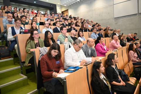 Representantes de las nueve universidades en un aula de Darmstadt, esta semana.