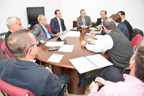 Responsables de la Politécnica de Cartagena y de la Université Hassan II reunidos en el Rectorado de la UPCT.