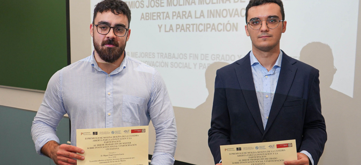 Premiados un TFG sobre comunicación política y un TFM sobre el movimiento pro soterramiento en los II Premios José Molina Molina