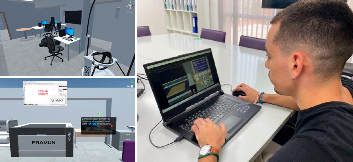 Imagen Realidad Virtual para aprender a manejar la máquina de corte láser del FabLab