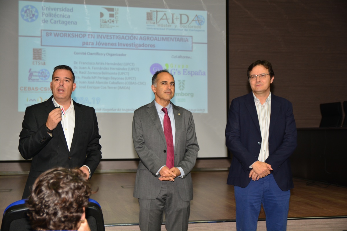 Artés, Díaz y Fernández durante la inauguración del WIA 2019.