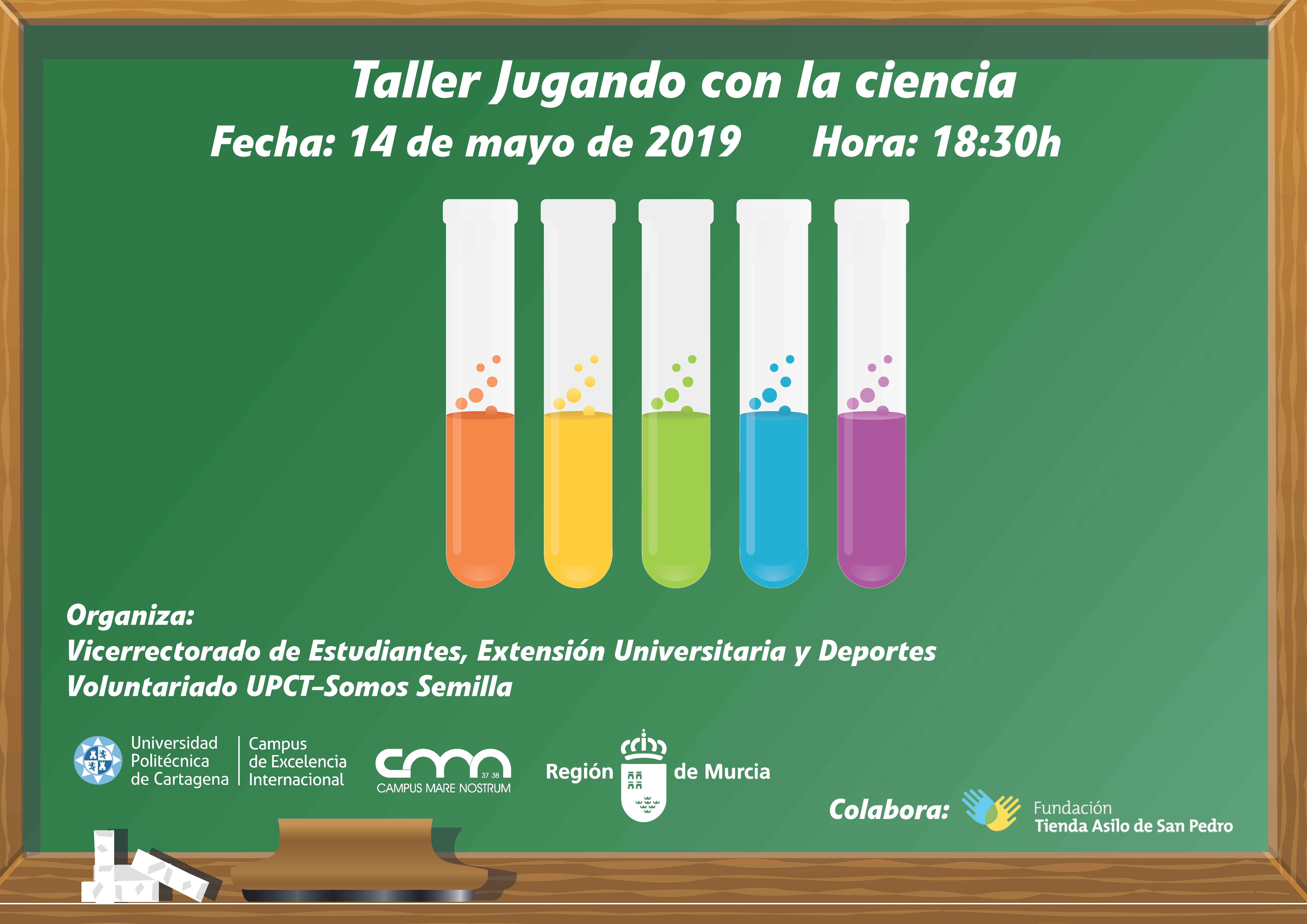 Taller Jugando con la ciencia. Voluntarios de Somos Semilla en Fundación Tienda Asilo de San Pedro