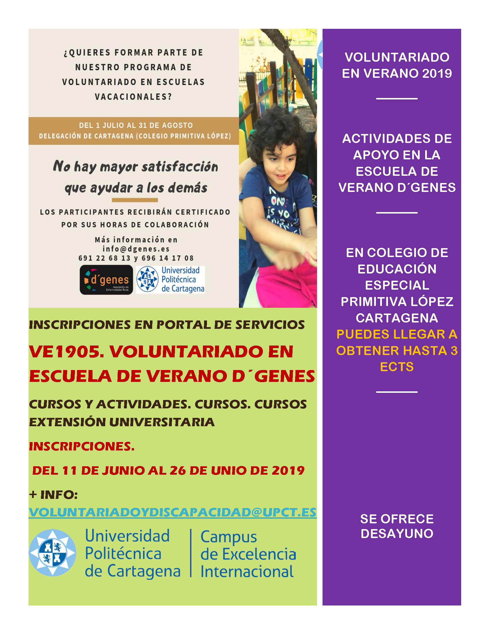 VOLUNTARIADO ESCUELA DE VERANO CON D´GENES