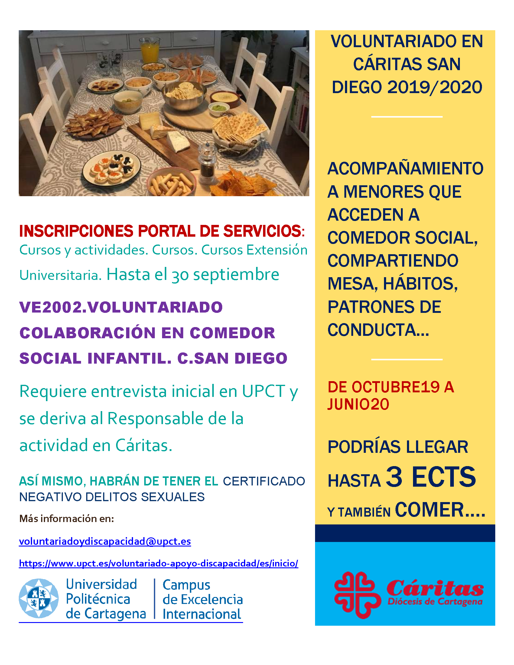 VE2002. VOLUNTARIADO EN COMEDOR SOCIAL CÁRITAS SAN DIEGO