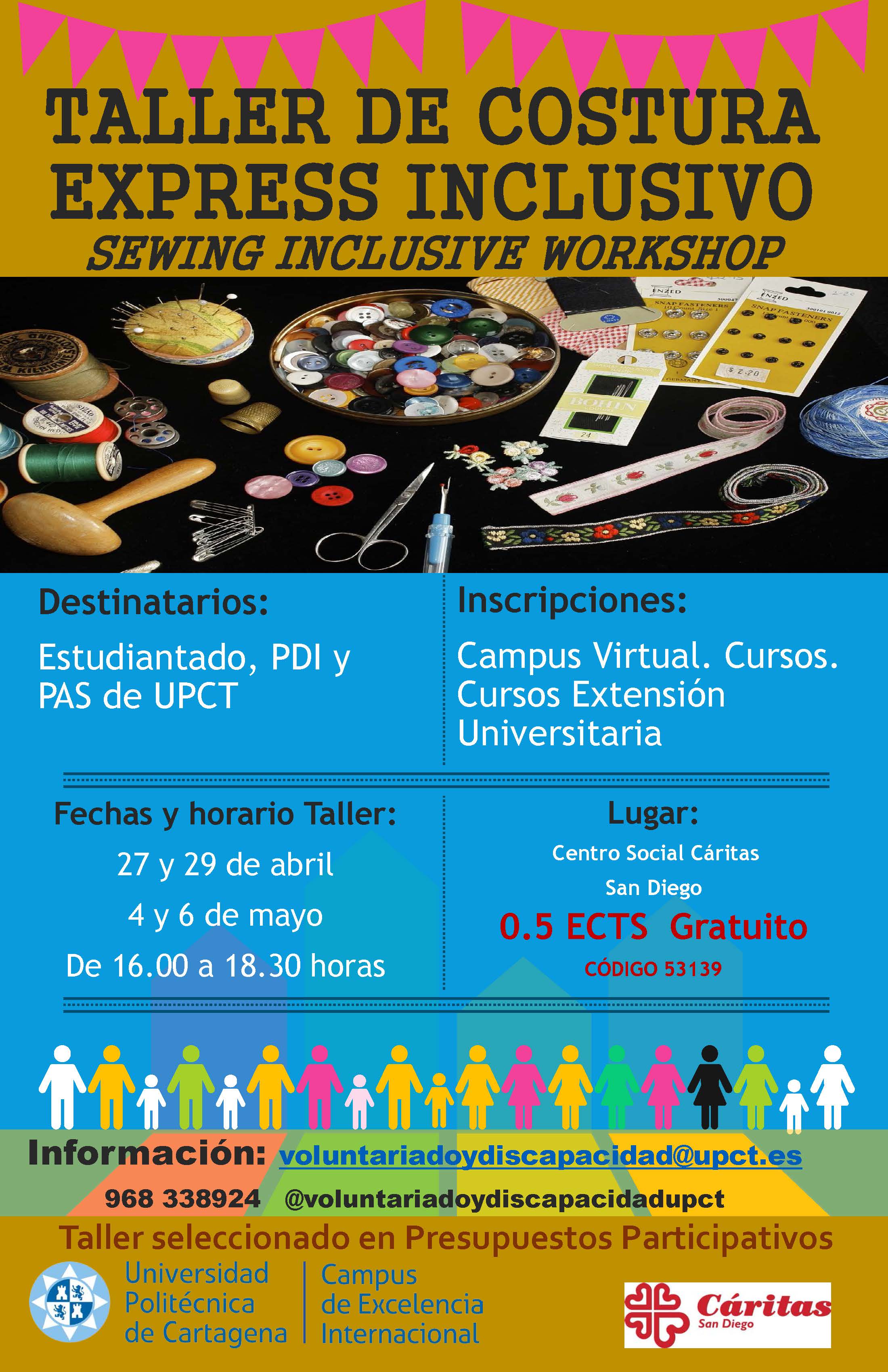 Taller de Costura expres inclusivo. Código 53139. Seleccionado en Presupuestos Participativos