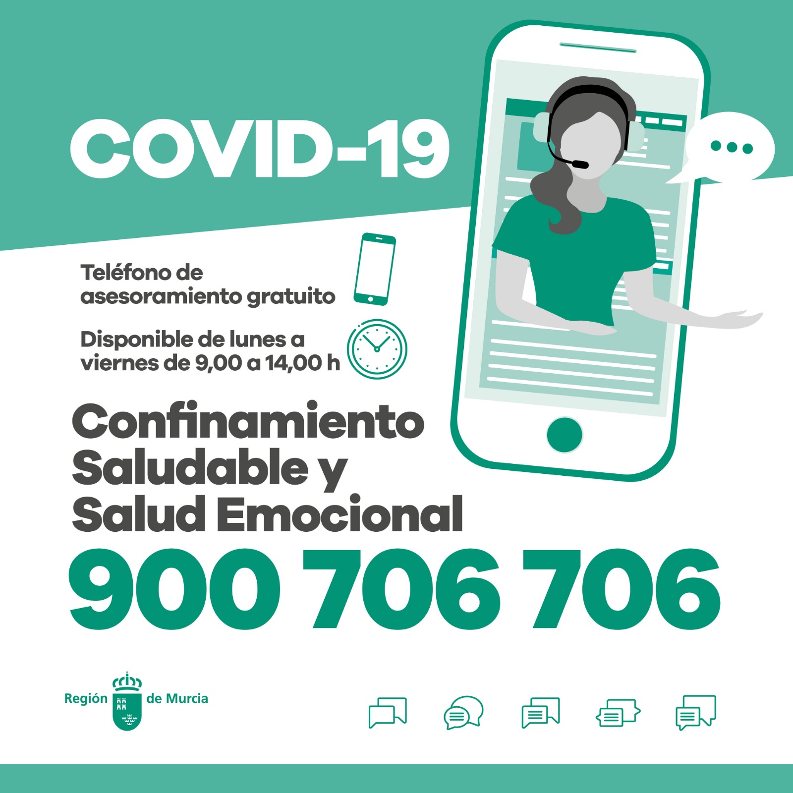 foto: Teléfono de asesoramiento gratuito para un confinamiento saludable y salud emocional por COVID-19  y otros documentos de interés