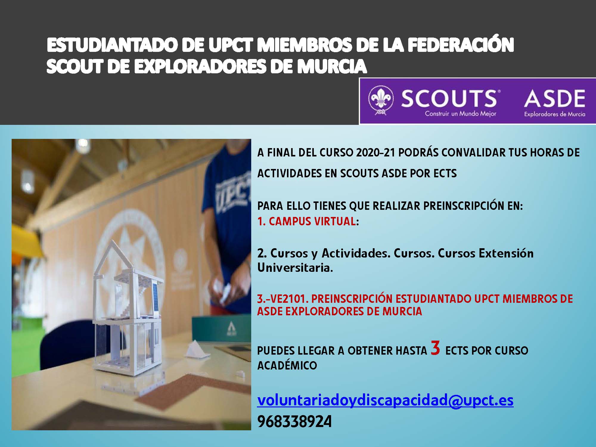 INFORMACIÓN PARA ESTUDIANTES DE UPCT MIEMBROS ASDE EXPLORADORES DE MURCIA