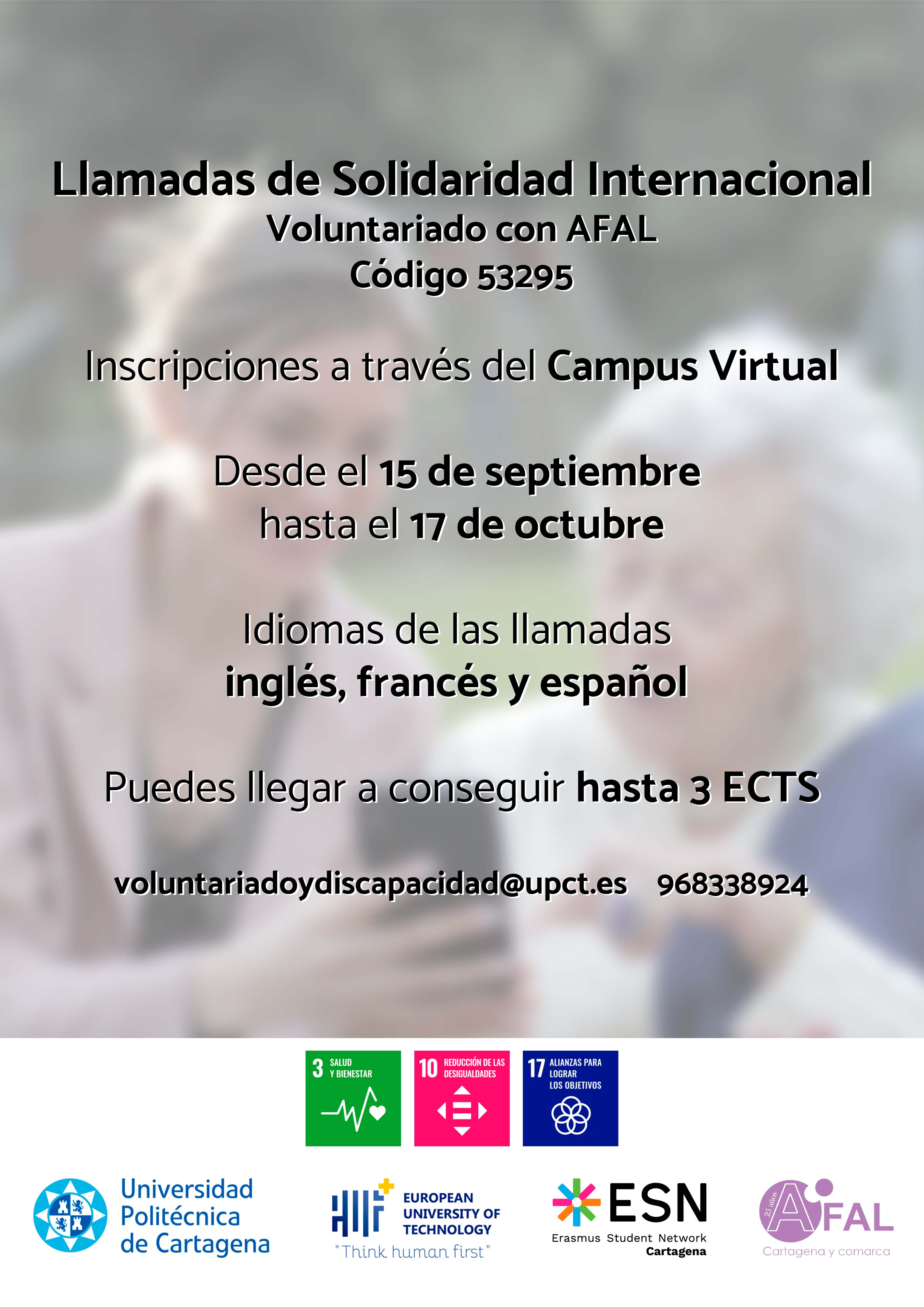 Llamadas de solidaridad internacional. Voluntariado con AFAL