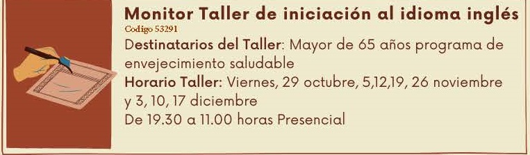 Monitor taller de iniciación al idioma inglés .pi ma+jo