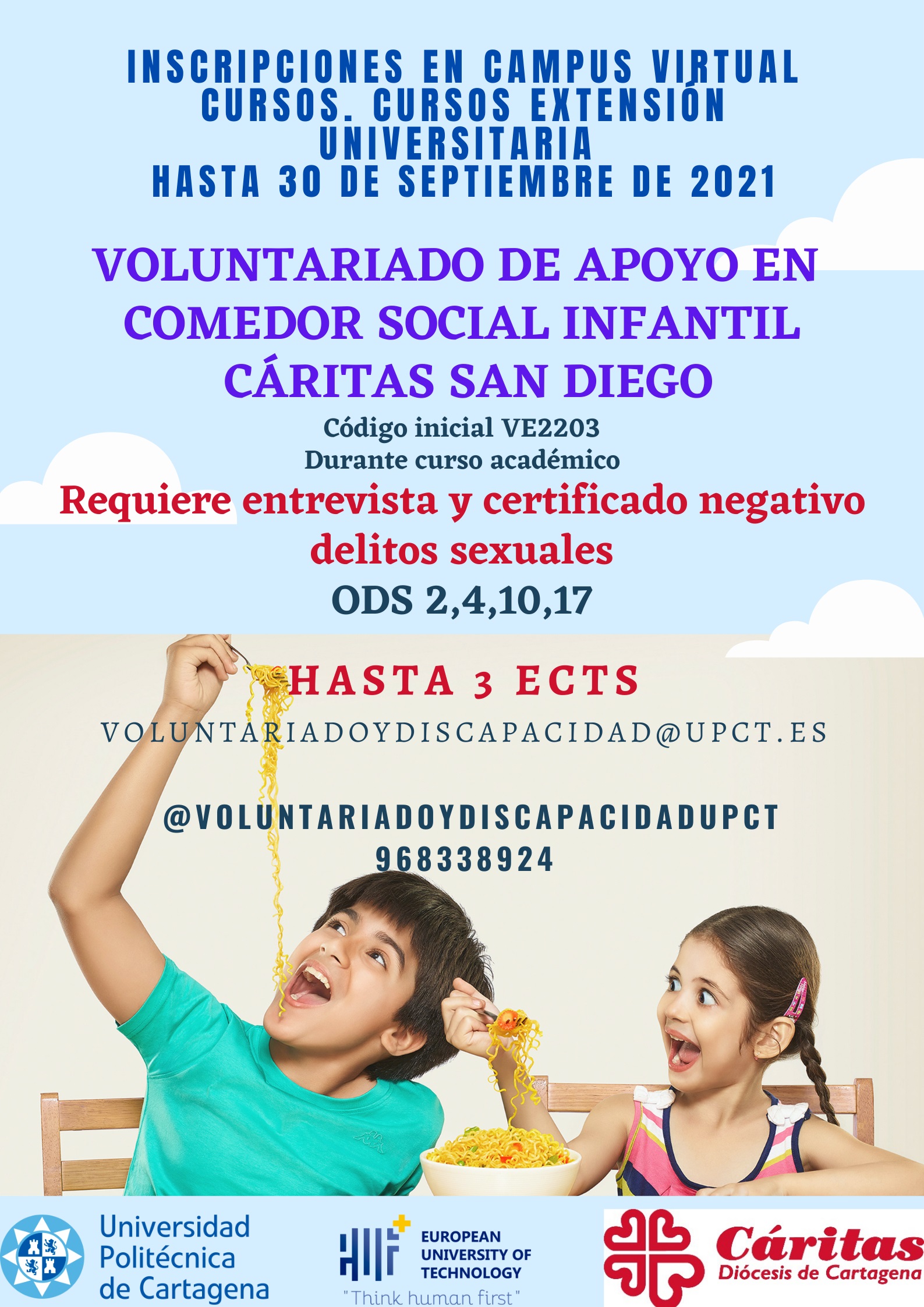 foto: Voluntariado de apoyo en comedor social infantil en Cáritas San Diego