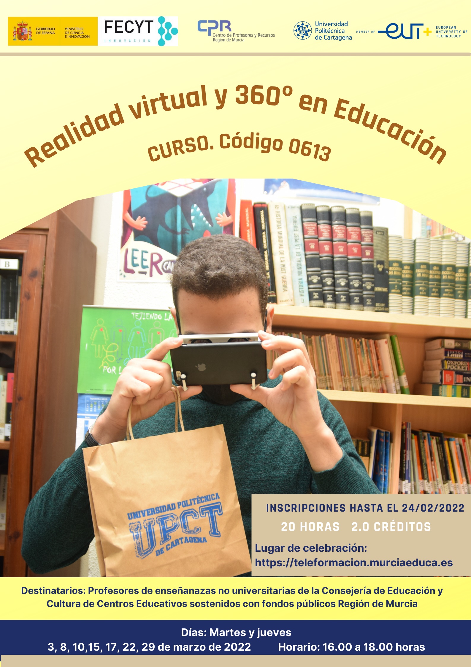 Curso formación docente Realidad Virtual y  360º en la educación: VR360 UPCT EXPERIENCE.