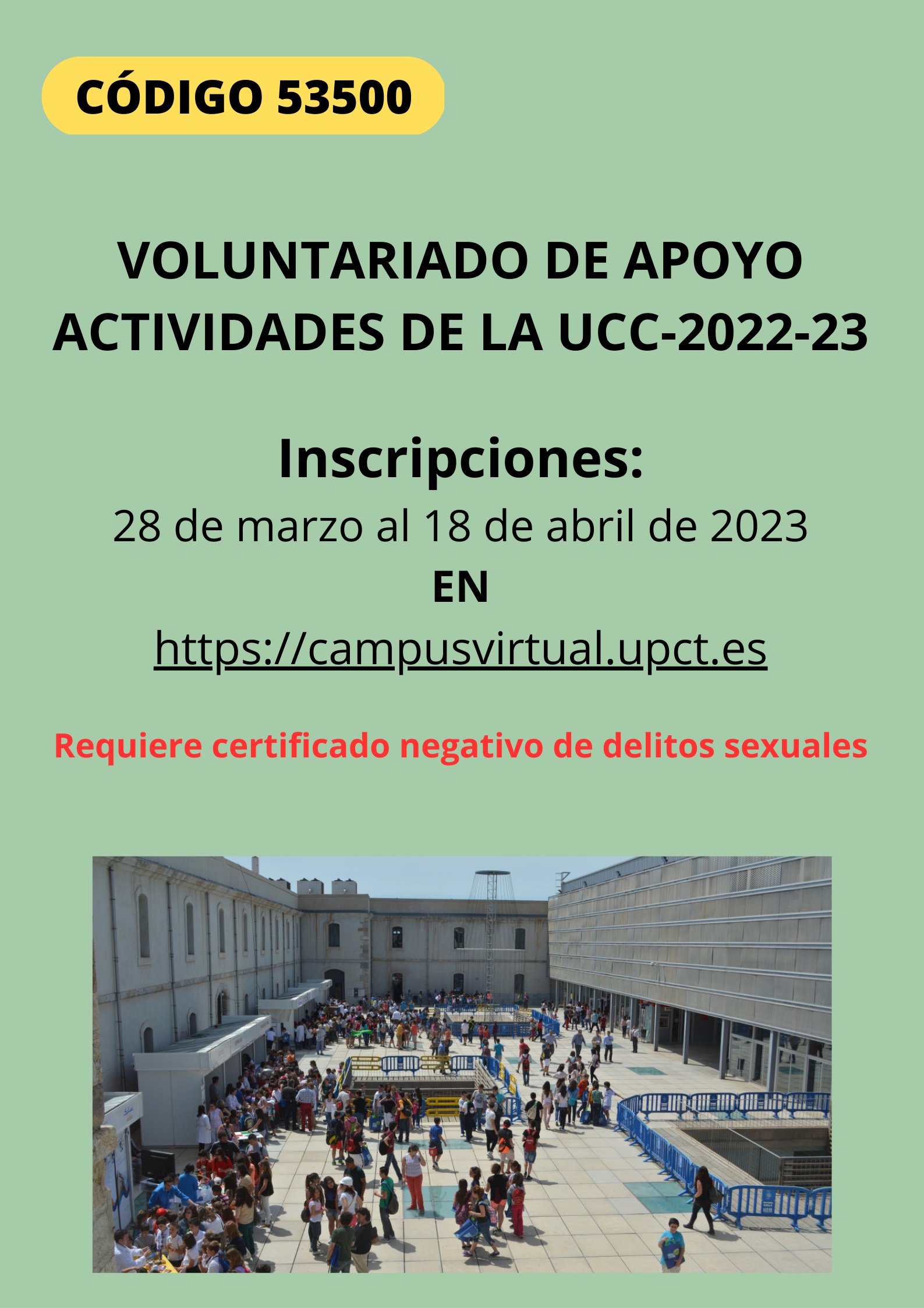 foto: Voluntariado de Apoyo actividades de UCC 2022-23